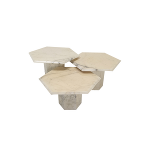Italian Carrara Marble Side Tables, 1980s, Set of 3