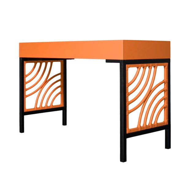 Swirl Writing Desk - Orange For Sale In West Palm - Image 6 of 8