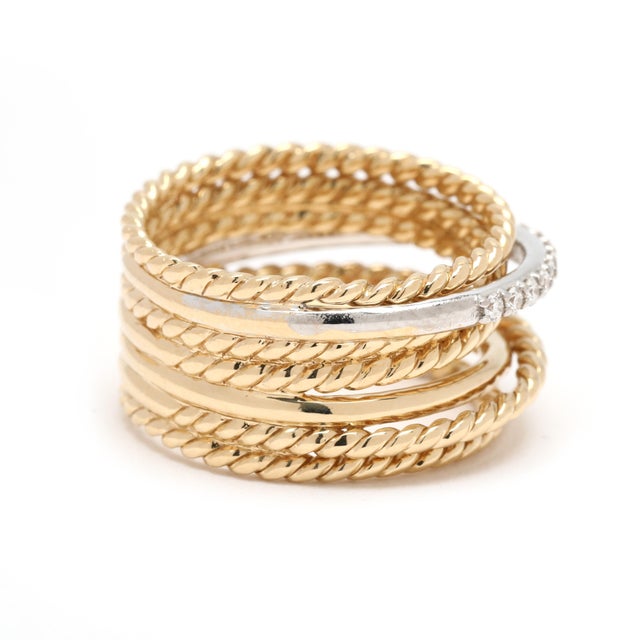 Stones: diamond round brilliant cut .23ctw GH color/ VS2-SI2 clarity Ring Size: 5.75 Rise Off Of Finger: 3.8 mm Width:...