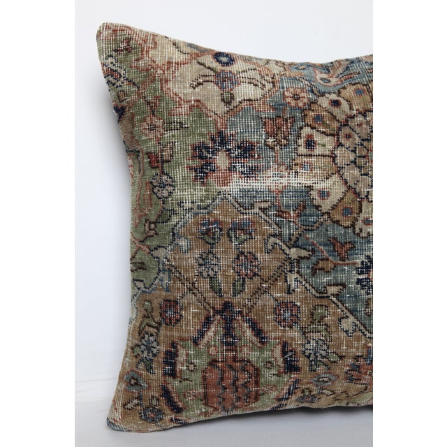 Vintage Oriental Rug Pillow Cover in Green & Light Blue -20'' X 20'' For Sale In Tampa - Image 6 of 6