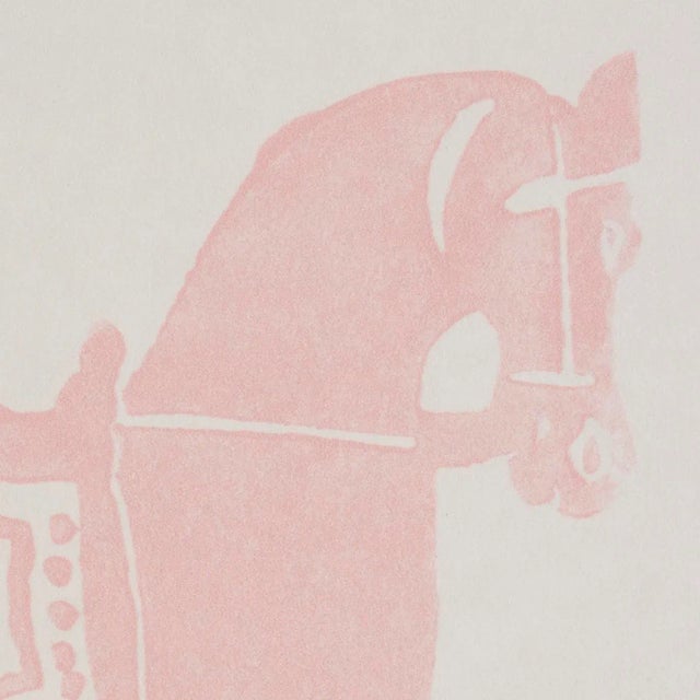 Contemporary Schumacher x Molly Mahon Marwari Horse Wallpaper in Pink For Sale - Image 3 of 5