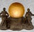 Amber Antique Art Deco Jester & Harlequin Amber Orb Tv Lamp For Sale - Image 8 of 10