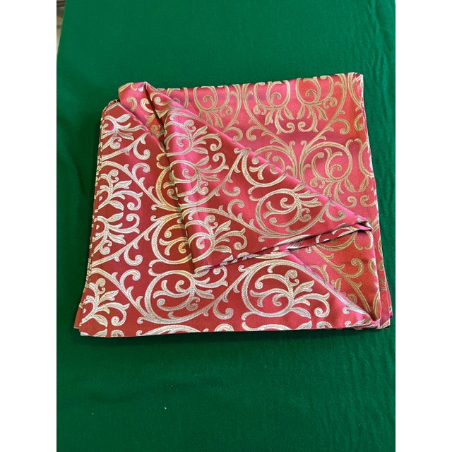 Waterford Waterford Satin-Like Patterned Burgundy Banquet Tablecloth 144" X 70" With 12 Napkins 20" 3/4 X 20" 3/4 For Sale - Image 4 of 9