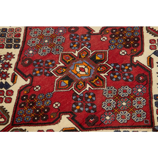 1960s Vintage Allover Designed Persian Malayer Wool Rug in Beige and Red For Sale - Image 5 of 8