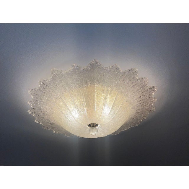 Italian Clear Murano Glass Graniglia Technique Flush Mount 1980s For Sale - Image 4 of 9