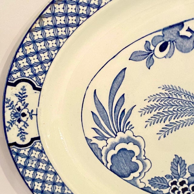 Wood & Son Antique Blue and White Platter Made in England by Wood & Sons Yuan Pattern Circa 1927 For Sale - Image 4 of 7