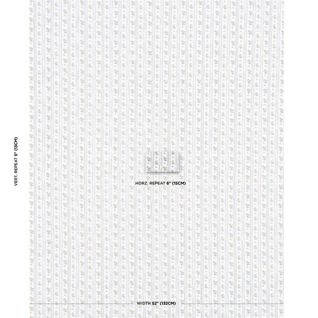 A classic combination of flowers and stripes, this delicate small-scale design has a lovely handprinted look. Cabanon...