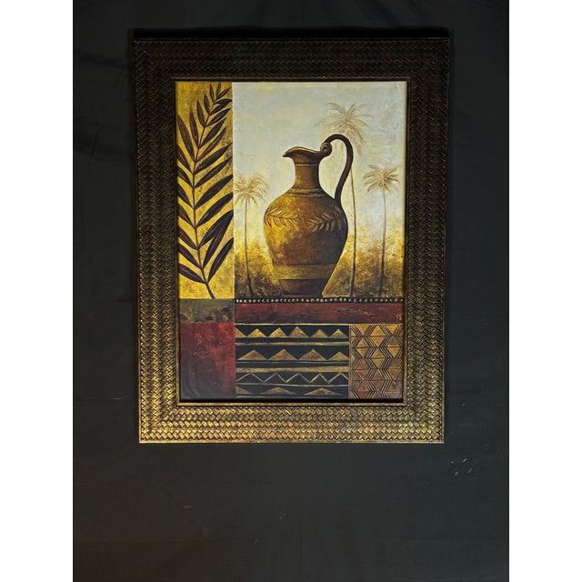 Mediterranean Urn and Palm Tree Framed Wall Art For Sale In Miami - Image 6 of 9