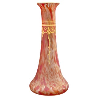 French Art Nouveau Red Marbled Vase from Legras & Cie For Sale