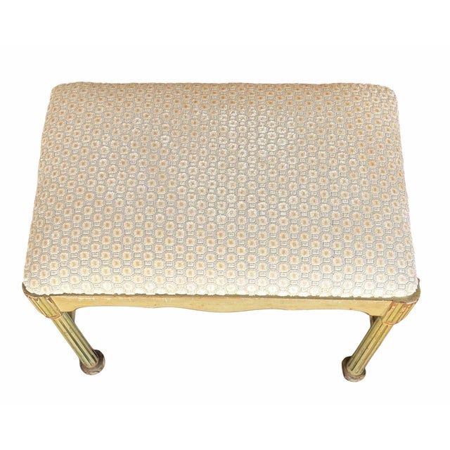 French Small Antique French Painted Vanity Bench For Sale - Image 3 of 5