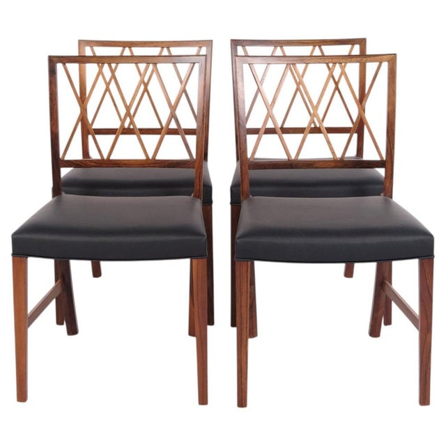 Dining Chairs in Rosewood attributed to Ole Wanscher for A.J. Iversen, 1940s, Set of 4 For Sale - Image 13 of 13