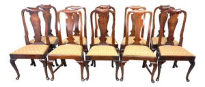 Walnut Harlequin Dining Chairs, 1715, Set of 10
