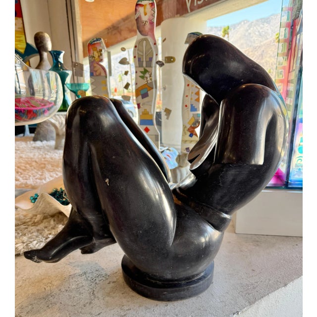 1970s Large Black Marble Cubist Sculpture Nude Woman For Sale - Image 5 of 12