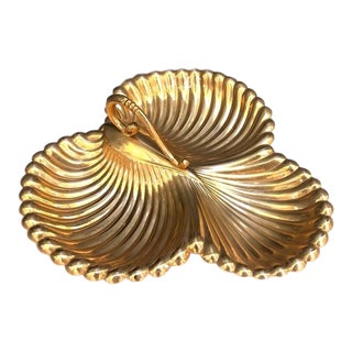 1950s Gold Electroplate Divided Serving Tray For Sale