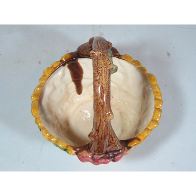 Ceramic Vintage Majolica Pansy Basket For Sale - Image 7 of 9