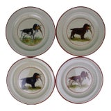 Set of 4 Vintage Cyril Gorainoff Hunting Dog With Pheasant Hand-Painted Bedford Ware Plates For Sale