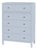 Nora 36 in. W Rectangular Wood 5 Drawer Tall Dresser, Light Blue For Sale