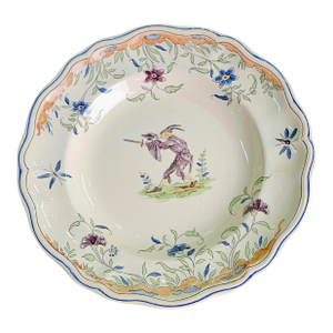 French Faience Deep Plate Model "Callot" Longchamp 1890-1920
