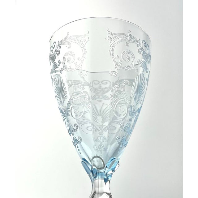 1930s 1930s Fostoria “Versailles, Blue” Single Water Glass For Sale - Image 5 of 6