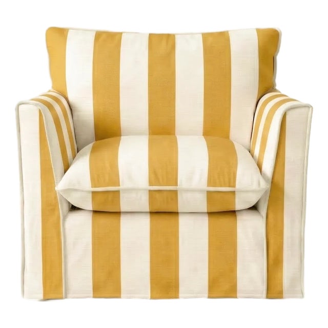 Sophie Conran Coco Armchair - Dandelion Stripes with Knife Edge Cushion For Sale