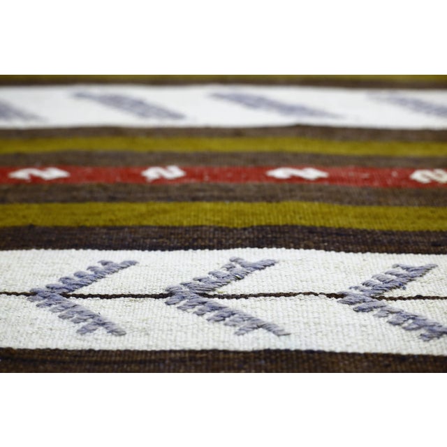 Textile 1960s Traditional Green Striped Kilim For Sale - Image 7 of 13