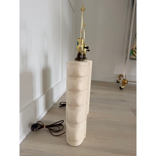 Mid 20th Century Pair of Mid Century Modern Style Lamps With New Brown Linen Shades For Sale - Image 4 of 7