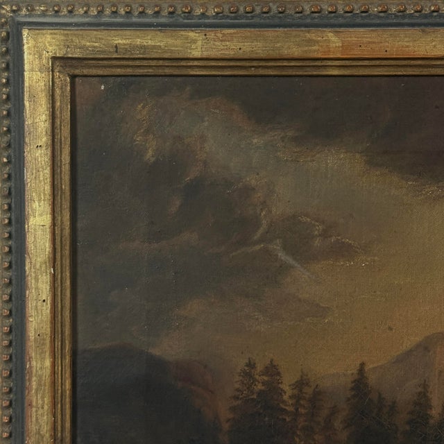 Traditional Antique 19th Century Tonalist Dark Mountainous Seascape (Oil on Canvas) For Sale - Image 3 of 6