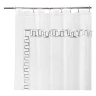 Erin Gates x Kassatex Greek Key Shower Curtain, Grey For Sale