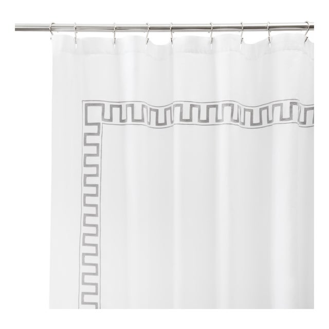 Erin Gates x Kassatex Greek Key Shower Curtain, Grey For Sale
