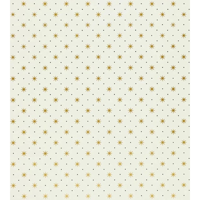 Contemporary Sample - Hinson for The House of Scalamandré Trixie Wallcovering, Gold & Black on White For Sale - Image 3 of 3
