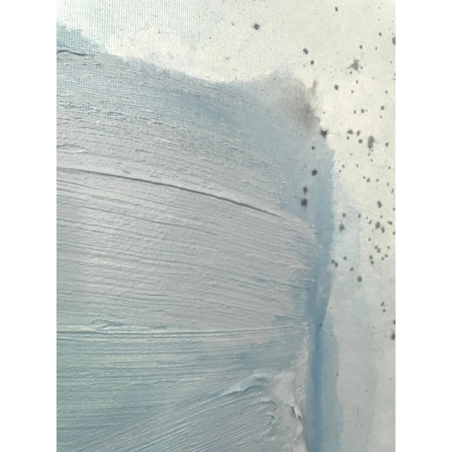 "Raku No02" "Raku No01" Dimensional Texture Abstract Painting in Atmospheric Sky Blue and Periwinkle, Framed For Sale - Image 9 of 11