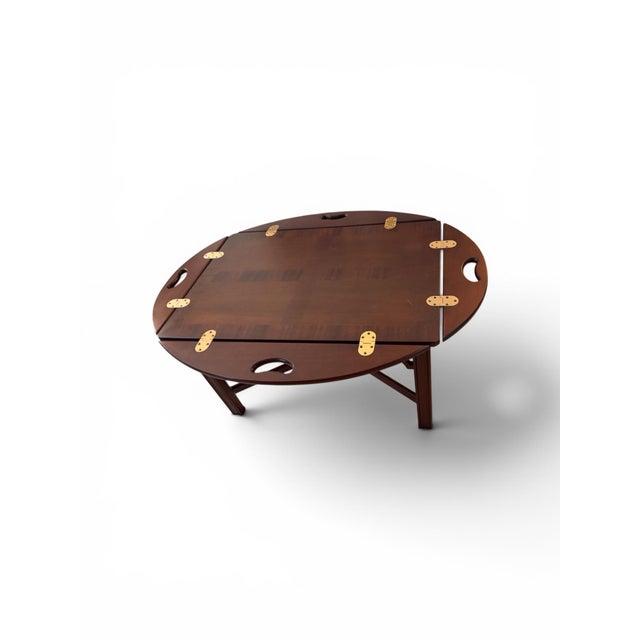 Thomas Chippendale Vintage Chippendale Style Mahogany Butler's Tray Hinged Coffee Table For Sale - Image 4 of 6
