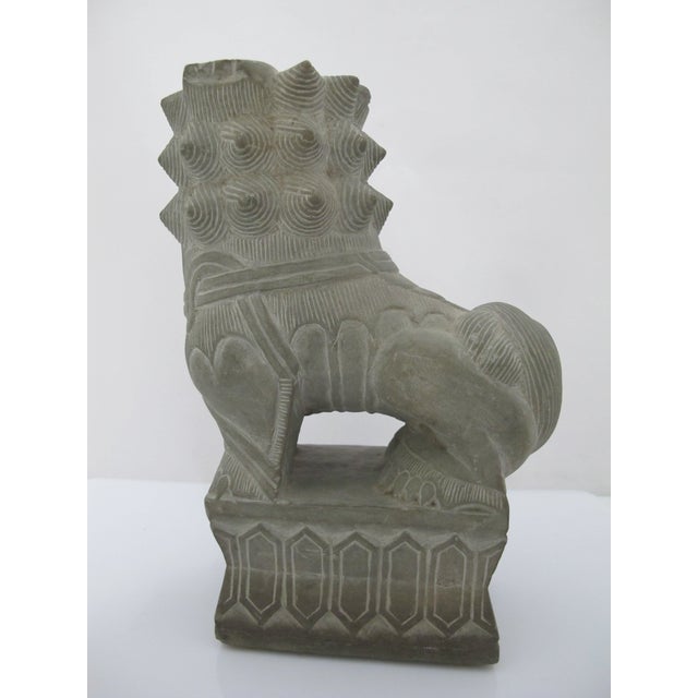 Chinese Carved Stone Foo Dog Guardian Lion With Rattling Ball Statue For Sale - Image 4 of 10