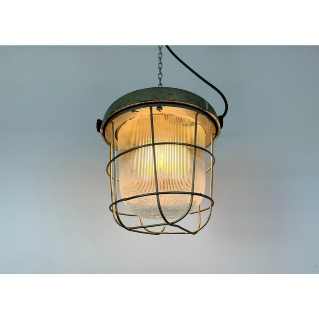 Industrial Cast Iron Cage Pendant Light, 1960s For Sale - Image 13 of 14