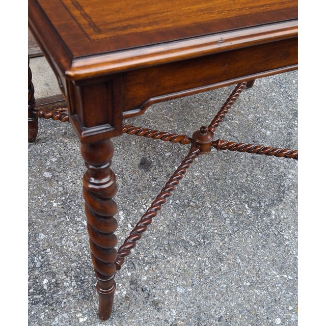 Late 20th Century Maitland-Smith Banded Mahogany Barley Twist Legs Side Table For Sale - Image 10 of 15