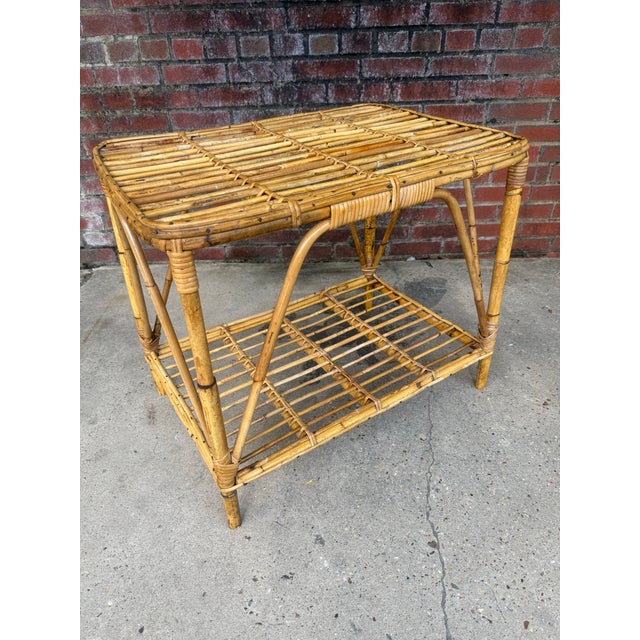Vintage Italian Riviera Tito Angoli Style Bamboo and Rattan Coffee / Side Table For Sale - Image 9 of 11