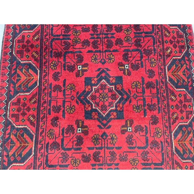 Red and Navy Tribal Geometric Runner Rug, 2'9" X 15'6" For Sale - Image 12 of 17
