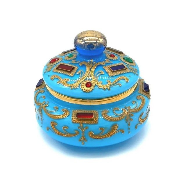 Gold Large Opaline Glass Candy Box For Sale - Image 8 of 9