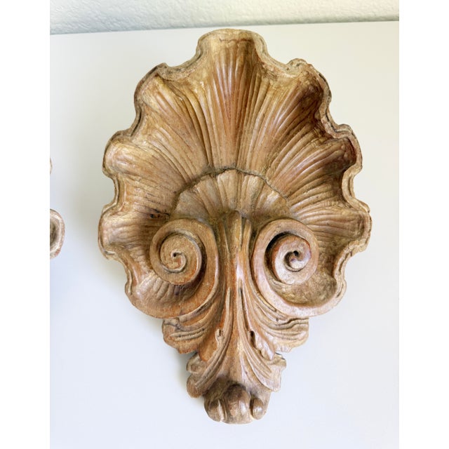 Italian Carved Wood Wall Pockets, 1940s - A Pair For Sale - Image 4 of 12