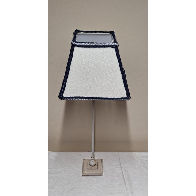 Vintage Table Lamp with Cream-White Metal Base and Fabric Shade, 1990s For Sale - Image 4 of 7