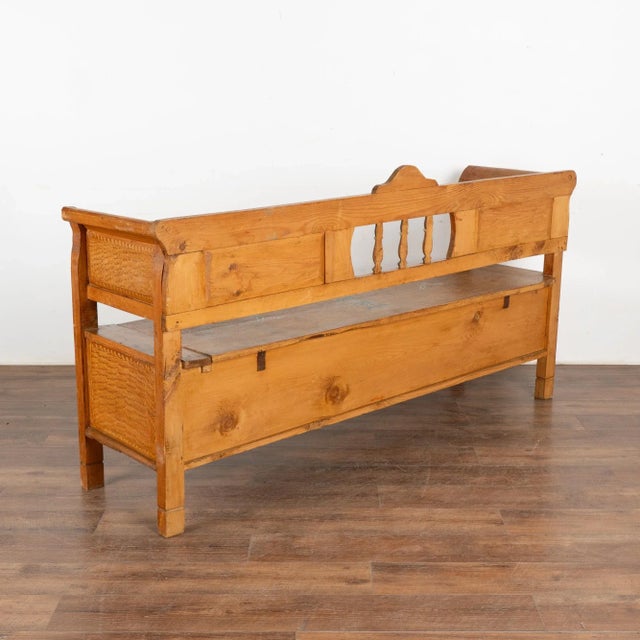 Original Hand Painted Pine Bench With Storage, Hungary Circa 1920-40 For Sale - Image 12 of 12