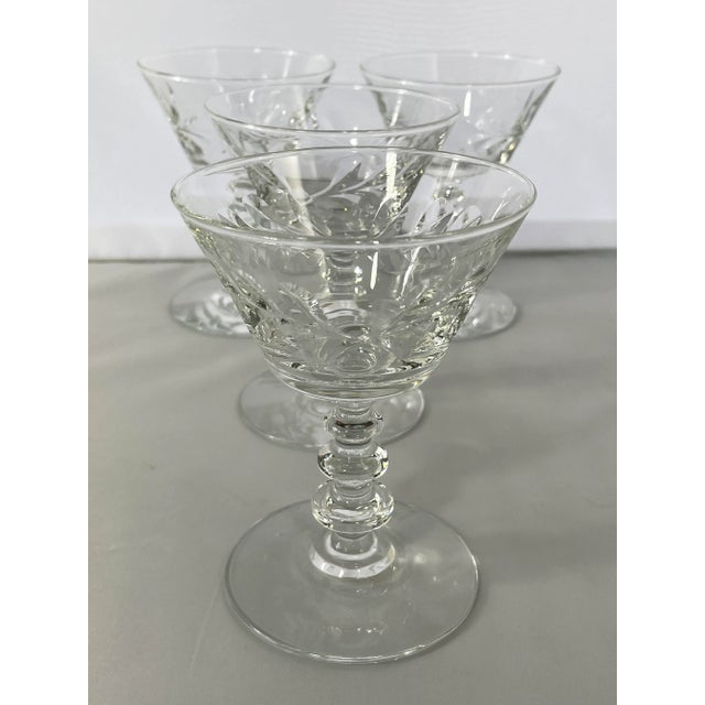 Vintage 1940s Rock Sharpe Victoria Pattern Champagne Coupes- Set of 4 For Sale - Image 4 of 10