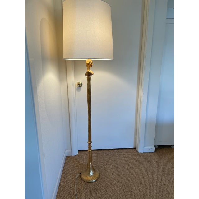 Contemporary Arteriors Empress Gold Leaf Iron Floor Lamp With Parchment Shade For Sale - Image 9 of 9