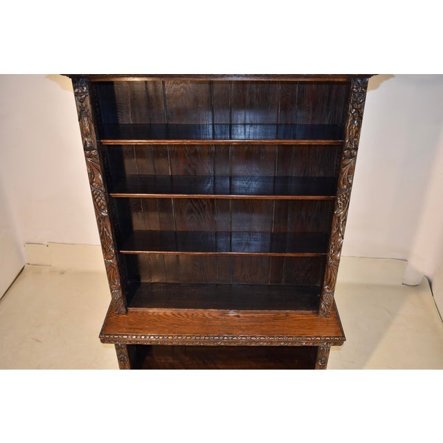 19th Century English Oak Tall Carved Bookcase For Sale In Greensboro - Image 6 of 10