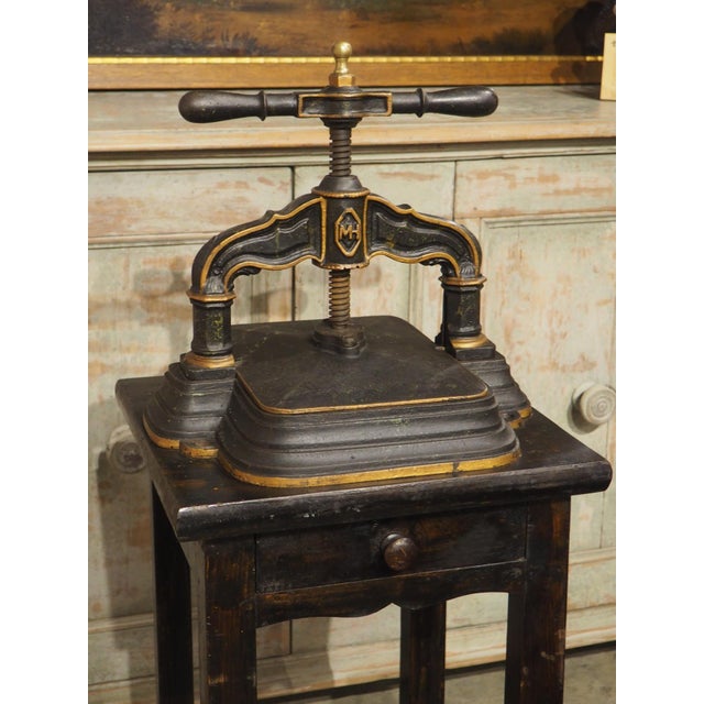 19th Century French Cast Iron Book Press on Wooden Stand For Sale - Image 14 of 18
