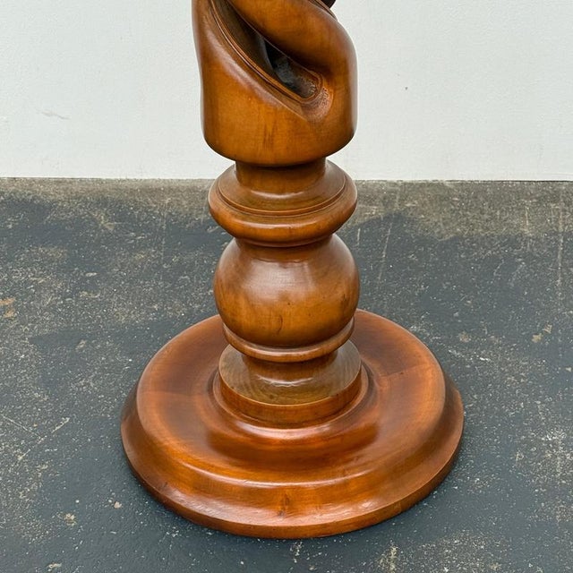 Mid-Century Barley Twist Pedestal in Polished Walnut, 1960s For Sale - Image 6 of 8