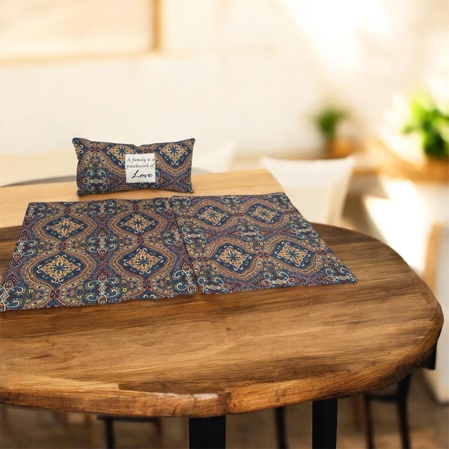 Contemporary Pack of 3 Blue Paisley Pillows Handmade For Sale - Image 3 of 6