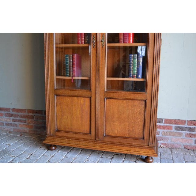Antique Art Deco Oak Bookcase For Sale - Image 4 of 10