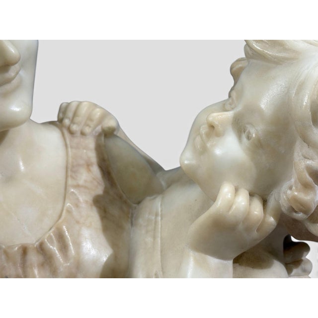 White Neoclassical, Marble Statue, Mother and Daughter, France, 1910s For Sale - Image 8 of 13