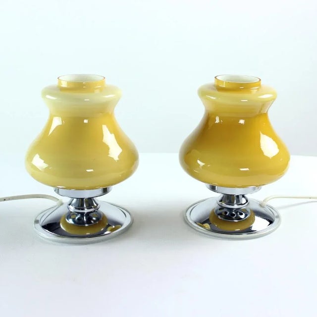 Table Lamps in Cream Opaline & Chrome, Bulgaria, 1960s, Set of 2 For Sale - Image 12 of 13